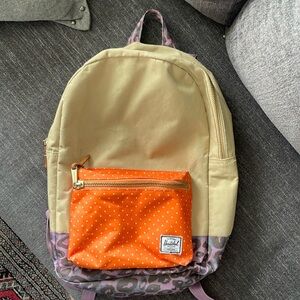 Herschel polka dot leopard purple and orange backpack